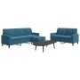 Juego de sofás con cojines 3 piezas terciopelo azul de , Sofás - Ref: Foro24-3278410, Precio: 578,94 €, Descuento: %