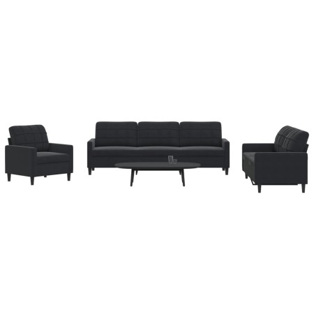 Schwarzes Samt-Sofaset mit 4 Kissenstücken. von , Sofas - Ref: Foro24-3278446, Preis: 695,79 €, Rabatt: %