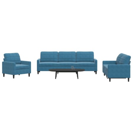Juego de sofás con cojines 4 piezas terciopelo azul by , Sofas - Ref: Foro24-3278450, Price: 802,11 €, Discount: %