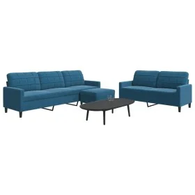 Juego de sofás con cojines 3 piezas terciopelo azul de , Sofás - Ref: Foro24-3278490, Precio: 638,96 €, Descuento: %