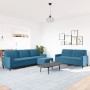 Juego de sofás con cojines 3 piezas terciopelo azul by , Sofas - Ref: Foro24-3278490, Price: 651,61 €, Discount: %