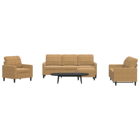 Juego de sofás con cojines 4 piezas terciopelo marrón by , Sofas - Ref: Foro24-3278368, Price: 748,69 €, Discount: %