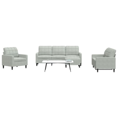 Juego de sofás con cojines 4 piezas terciopelo gris claro by , Sofas - Ref: Foro24-3278361, Price: 618,37 €, Discount: %