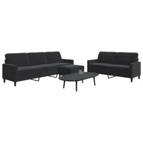 Schwarzes Samt-Sofaset mit 3 Kissenstücken. von , Sofas - Ref: Foro24-3278486, Preis: 531,94 €, Rabatt: %