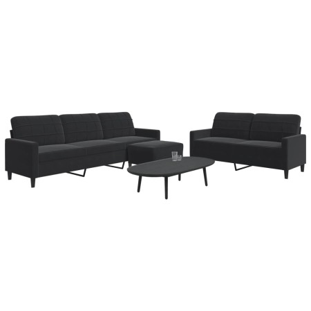 Juego de sofás con cojines 3 piezas terciopelo negro by , Sofas - Ref: Foro24-3278486, Price: 522,09 €, Discount: %