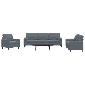 Juego de sofás con cojines 3 piezas terciopelo gris oscuro von , Sofas - Ref: Foro24-3278452, Preis: 611,87 €, Rabatt: %