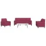 Juego de sofás con cojines 3 piezas terciopelo rojo tinto by , Sofas - Ref: Foro24-3278375, Price: 654,74 €, Discount: %