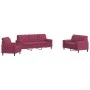 Juego de sofás con cojines 3 piezas terciopelo rojo tinto by , Sofas - Ref: Foro24-3278375, Price: 654,74 €, Discount: %