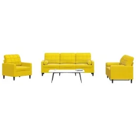 Juego de sofás con cojines 3 piezas terciopelo amarillo by , Sofas - Ref: Foro24-3278377, Price: 683,48 €, Discount: %