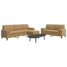 Juego de sofás con cojines 3 piezas terciopelo marrón by , Sofas - Ref: Foro24-3278508, Price: 593,08 €, Discount: %