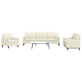 Juego de sofás con cojines 3 piezas terciopelo crema by , Sofas - Ref: Foro24-3278459, Price: 745,03 €, Discount: %