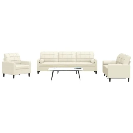 Juego de sofás con cojines 3 piezas terciopelo crema by , Sofas - Ref: Foro24-3278459, Price: 745,03 €, Discount: %