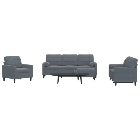 Sofagarnitur mit 4-teiligen dunkelgrauen Samtkissen. von , Sofas - Ref: Foro24-3278382, Preis: 652,29 €, Rabatt: %