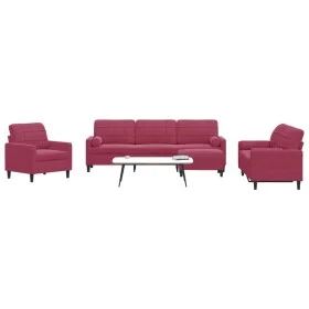 Juego de sofás con cojines 4 piezas terciopelo rojo tinto by , Sofas - Ref: Foro24-3278465, Price: 725,08 €, Discount: %