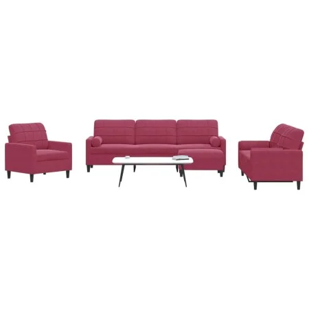 Juego de sofás con cojines 4 piezas terciopelo rojo tinto de , Sofás - Ref: Foro24-3278465, Precio: 724,04 €, Descuento: %