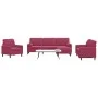 Juego de sofás con cojines 4 piezas terciopelo rojo tinto de , Sofás - Ref: Foro24-3278465, Precio: 724,04 €, Descuento: %