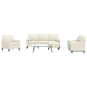 Sofagarnitur mit 4-teiligen cremefarbenen Samtkissen. von , Sofas - Ref: Foro24-3278389, Preis: 781,22 €, Rabatt: %