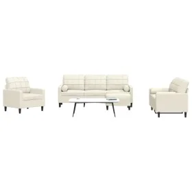 Sofagarnitur mit 4-teiligen cremefarbenen Samtkissen. von , Sofas - Ref: Foro24-3278389, Preis: 768,63 €, Rabatt: %