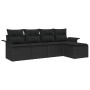 Conjunto de sofá de jardín con cojín 5 pcs Negro Poliratán