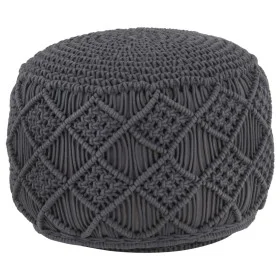 Handmade macramé pouf in anthracite gray cotton, 45x30 cm by , Ottomans - Ref: Foro24-324004, Price: 68,82 €, Discount: %