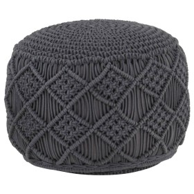 Puf de macramé hecho a mano algodón gris antracita 45x30 cm de , Otomanas - Ref: Foro24-324004, Precio: 70,46 €, Descuento: %