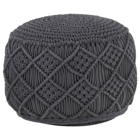 Handmade macramé pouf in anthracite gray cotton, 45x30 cm by , Ottomans - Ref: Foro24-324004, Price: 70,46 €, Discount: %