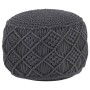Handmade macramé pouf in anthracite gray cotton, 45x30 cm by , Ottomans - Ref: Foro24-324004, Price: 70,46 €, Discount: %