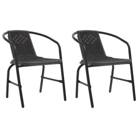 Sillas de jardín 2 unidades ratán plástico y acero 110 kg de vidaXL, Sillas de jardín - Ref: Foro24-312494, Precio: 86,58 €, ...