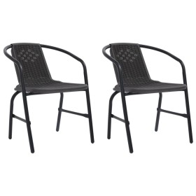 Sillas de jardín 2 unidades ratán plástico y acero 110 kg de vidaXL, Sillas de jardín - Ref: Foro24-312494, Precio: 77,26 €, ...
