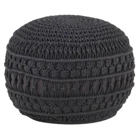 Handmade macramé pouf in anthracite gray cotton, 45x30 cm by , Ottomans - Ref: Foro24-324006, Price: 70,60 €, Discount: %