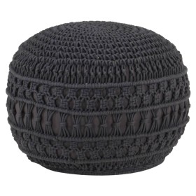 Handmade macramé pouf in anthracite gray cotton, 45x30 cm by , Ottomans - Ref: Foro24-324006, Price: 71,66 €, Discount: %