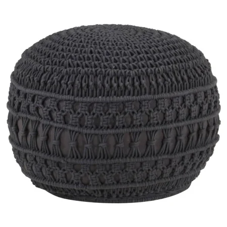 Handmade macramé pouf in anthracite gray cotton, 45x30 cm by , Ottomans - Ref: Foro24-324006, Price: 70,60 €, Discount: %