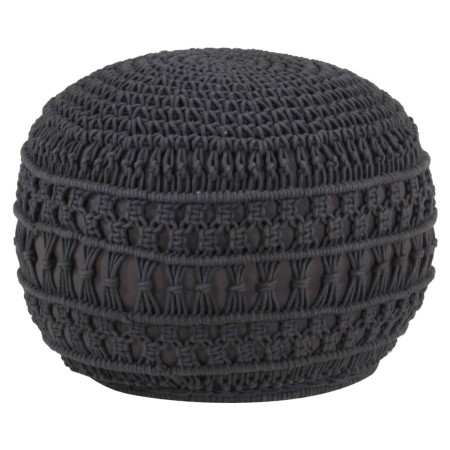 Handmade macramé pouf in anthracite gray cotton, 45x30 cm by , Ottomans - Ref: Foro24-324006, Price: 71,66 €, Discount: %