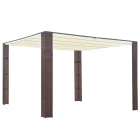 Gazebo with synthetic rattan roof 300x300x200 cm in brown and cream by , Tents and gazebos - Ref: Foro24-44816, Price: 332,44...