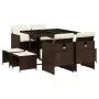 Garden dining set 9 pieces with brown synthetic rattan cushions by , Garden sets - Ref: Foro24-3210597, Price: 449,19 €, Disc...