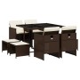 Garten-Essgruppe mit 9 Teilen und braunen Kissen aus synthetischem Rattan. von , Gartensets - Ref: Foro24-3210597, Preis: 408...