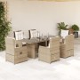 7-piece garden dining set with beige synthetic rattan cushions by , Garden sets - Ref: Foro24-3262791, Price: 912,97 €, Disco...
