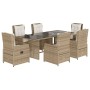 7-piece garden dining set with beige synthetic rattan cushions by , Garden sets - Ref: Foro24-3262791, Price: 912,97 €, Disco...