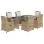 Garten-Essgruppe 7-teilig mit Kissen aus synthetischem Rattan in Beige. von , Gartensets - Ref: Foro24-3262791, Preis: 842,74...