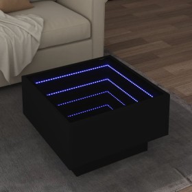 LED center table made of black engineered wood, 50x50x30 cm. by , Coffee table - Ref: Foro24-847505, Price: 106,01 €, Discoun...