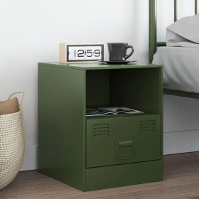 Mesita de noche acero verde oliva 34,5x39x44 cm de , Mesitas de noche - Ref: Foro24-841759, Precio: 49,76 €, Descuento: %