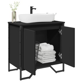Bathroom sink cabinet in black engineered wood, 60x35x60 cm. by , Bathroom furniture - Ref: Foro24-848654, Price: 76,61 €, Di...