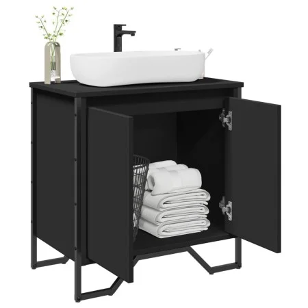 Armario para lavabo de baño madera ingeniería negro 60x35x60 cm de , Muebles de baño - Ref: Foro24-848654, Precio: 74,92 €, D...