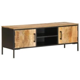 Solid rough mango wood TV stand 110x35x40 cm by , CD and DVD storage - Ref: Foro24-376043, Price: 208,87 €, Discount: %