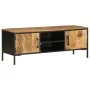 Mueble de TV madera maciza de mango rugosa 110x35x40 cm de , Almacenamiento para CD y DVD - Ref: Foro24-376043, Precio: 208,8...