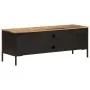 Mueble de TV madera maciza de mango rugosa 110x35x40 cm de , Almacenamiento para CD y DVD - Ref: Foro24-376043, Precio: 208,8...
