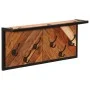 Wall-mounted coat rack with 6 solid mango wood hooks by , Shelves and shelves - Ref: Foro24-376048, Price: 63,03 €, Discount: %