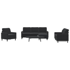 Set of sofas with 4 black velvet cushions by , Sofas - Ref: Foro24-3278366, Price: 689,24 €, Discount: %