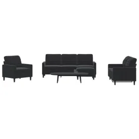 Set of sofas with 4 black velvet cushions by , Sofas - Ref: Foro24-3278366, Price: 690,43 €, Discount: %