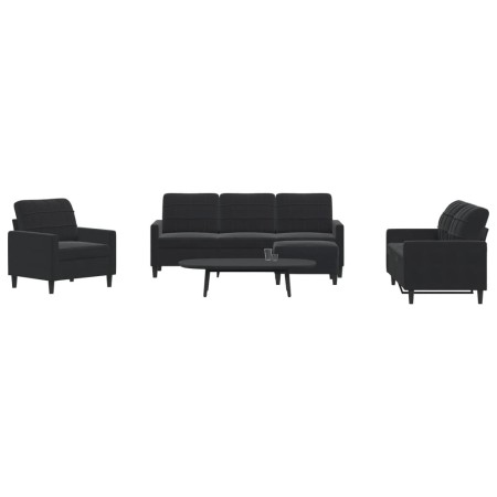 Schwarzes Samt-Sofaset mit 4 Kissenstücken. von , Sofas - Ref: Foro24-3278366, Preis: 690,23 €, Rabatt: %